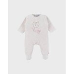 Pyjama bb en velours brod chat beige