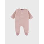 Pyjama bb en velours brod lapin rose