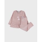 Pyjama b�b� velours brod� rose