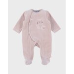 Pyjama bb en velours avec broderie chat rose