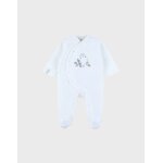 Pyjama bb en velours avec broderie oiseau blanc