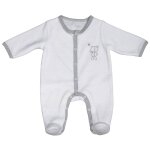 Pyjama bb en velours  manches longues - celeste blanc / gris fonc