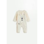 Pyjama b�b� en velours ouverture pont flocon ecru
