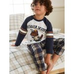 Pyjama castor gar�on avec bas en flanelle bleu fonce