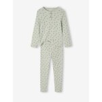 Pyjama en cte col tunisien motifs fleurs vert sauge