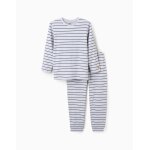 Pyjama c�tel� � manches longues et rayures gris