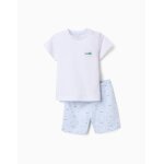 Pyjama en coton � manches courtes et imprim�s alligator blanc