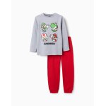 Pyjama en coton � manches longues avec imprim� super mario gris clair