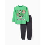 Pyjama en coton � manches longues avec imprim� minecraft vert
