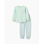Pyjama en coton � manches longues et rayures vert clair