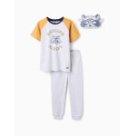 Pyjama en coton avec masque de raton laveur gris clair