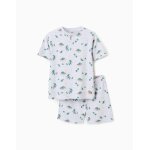 Pyjama court en coton c�tel� avec motif alligator gris clair