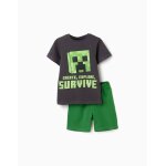 Pyjama court en coton avec imprim� minecraft gris fonc�