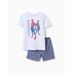 Pyjama court avec imprim� qui brille dans le noir spider - man blanc