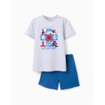 Pyjama court avec imprim� spider - man qui brille dans le noir gris clair