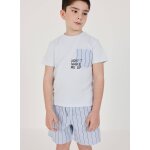 Pyjama enfant en coton � manches courtes bleu