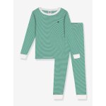Pyjama enfant en coton � rayures ray� vert