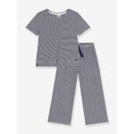 Pyjama enfant manches courtes jambes amples ray� marine