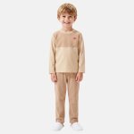 Pyjama gar�on manches longues pantalon bicolore beige