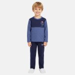 Pyjama gar�on manches longues pantalon bicolore bleu marine