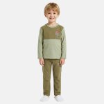 Pyjama gar�on manches longues pantalon bicolore camel