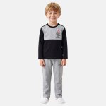 Pyjama gar�on manches longues pantalon bicolore gris clair