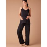 Pyjama de grossesse fluide effet satin envie de fraise noir