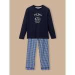 Pyjama imprim� gar�on - coton biologique carreaux bleu