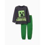 Pyjama long en coton avec imprim� minecraft gris fonc�