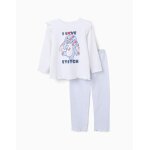 Pyjama long en coton � imprim� stitch blanc
