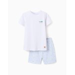 Pyjama � manches courtes en coton avec imprim�s alligator blanc