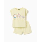 Pyjama � manches courtes en coton avec imprim� hello kitty jaune clair