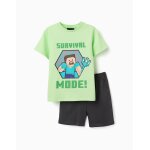 Pyjama � manches courtes en coton avec imprim� minecraft vert clair