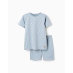 Pyjama � manches courtes en coton avec motif �clair bleu clair