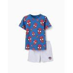 Pyjama � manches courtes en coton avec motif spider - man bleu