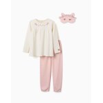 Pyjama � manches longues en coton avec masque rembourr� blanc
