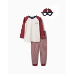 Pyjama � manches longues en coton avec masque rembourr� rouge fonc�