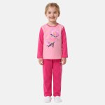 Pyjama manches longues imprim� fleurs fille fushia