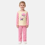 Pyjama manches longues imprim� fleurs fille rosatre