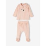 Pyjama noël bébé 2 pièces en velours rose poudré Pyjama noël bébé 2 pièces en velours rose poudré