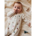 Pyjama de noël brodé bébé en velours écru Pyjama de noël brodé bébé en velours écru