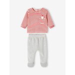 Pyjama de noël en velours bébé gris chiné Pyjama de noël en velours bébé gris chiné