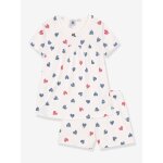 Pyjama short enfant imprim� coeurs blanc