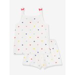Pyjama short fille � bretelles blanc