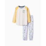 Pyjama en velours avec motif espace jaune clair