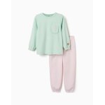 Pyjama en velours � volants et imprim�s vert clair