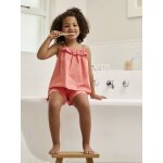 Pyjashort fille volant brod� corail