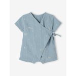 Pyjashort en gaze de coton bb personnalisable bleu gris