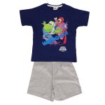 Pyjashort 'mario' manches courtes en coton marine