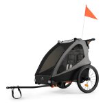 Remorque v�lo et poussette 2 en 1 kinderkraft nava walk avec roues gonflables, dossier inclinable et ...